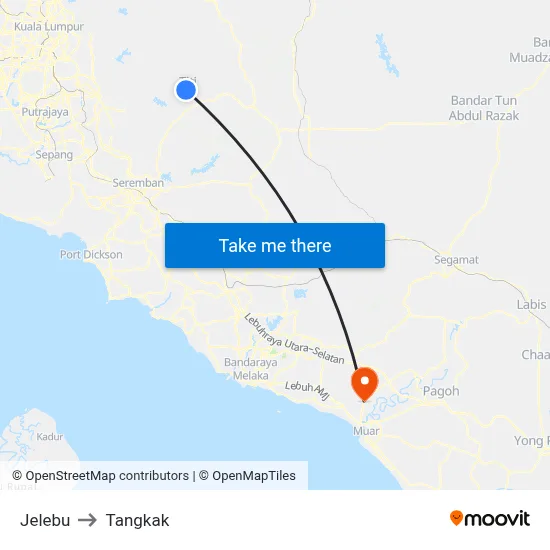 Jelebu to Tangkak map