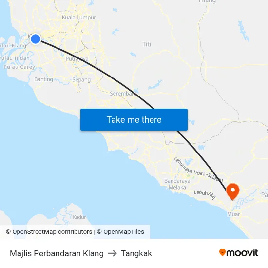 Majlis Perbandaran Klang to Tangkak map