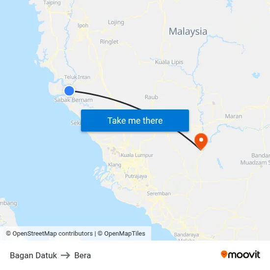 Bagan Datuk to Bera map