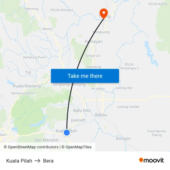 Kuala Pilah to Bera map