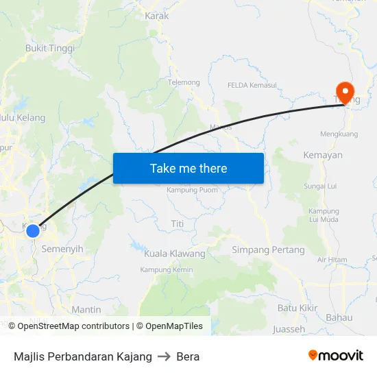 Majlis Perbandaran Kajang to Bera map