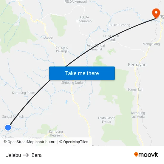 Jelebu to Bera map