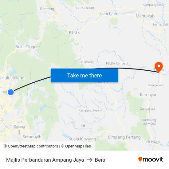 Majlis Perbandaran Ampang Jaya to Bera map