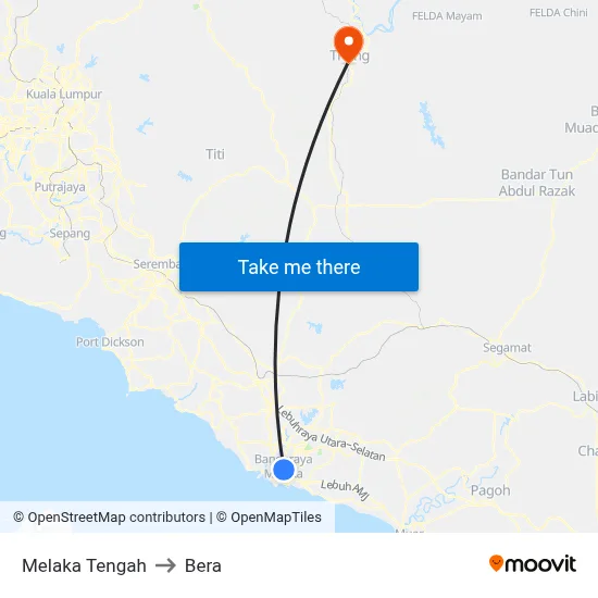 Melaka Tengah to Bera map