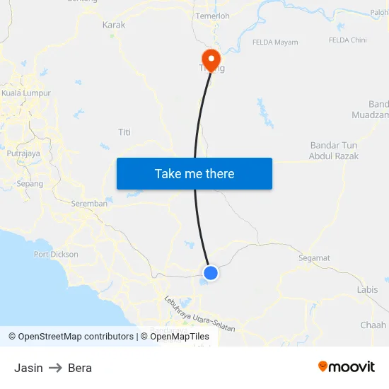 Jasin to Bera map