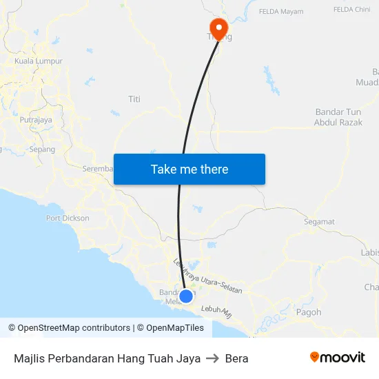 Majlis Perbandaran Hang Tuah Jaya to Bera map