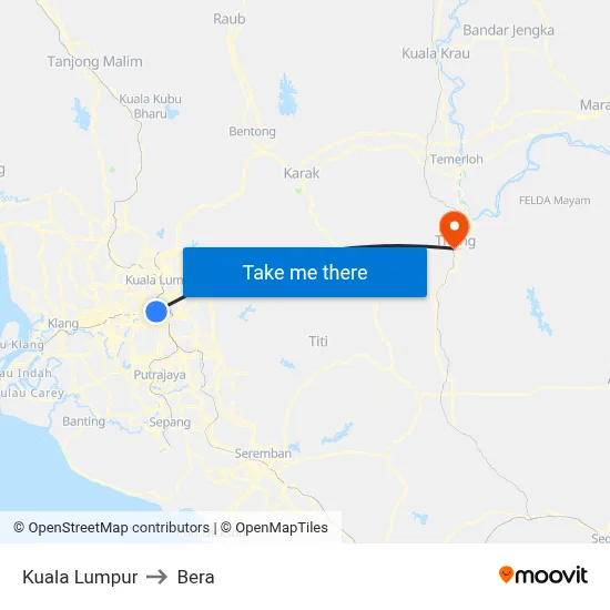 Kuala Lumpur to Bera map