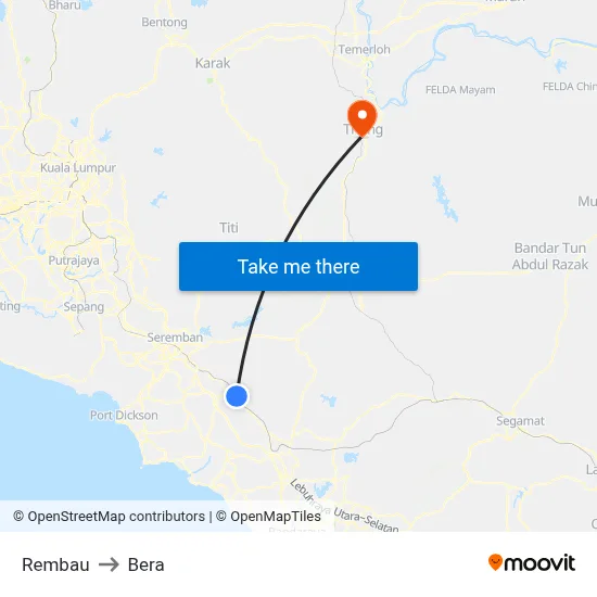 Rembau to Bera map