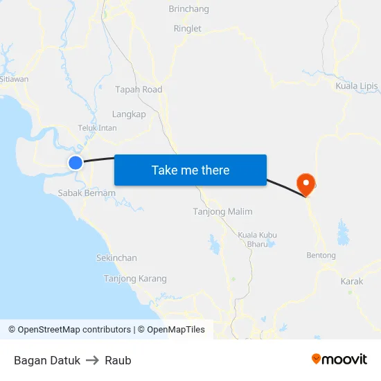 Bagan Datuk to Raub map