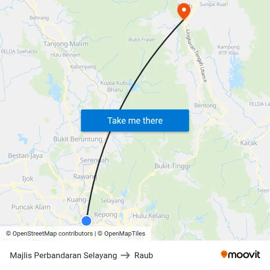 Majlis Perbandaran Selayang to Raub map