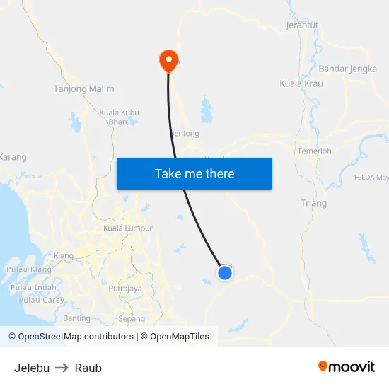 Jelebu to Raub map