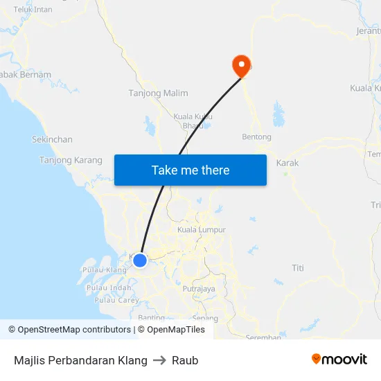 Majlis Perbandaran Klang to Raub map