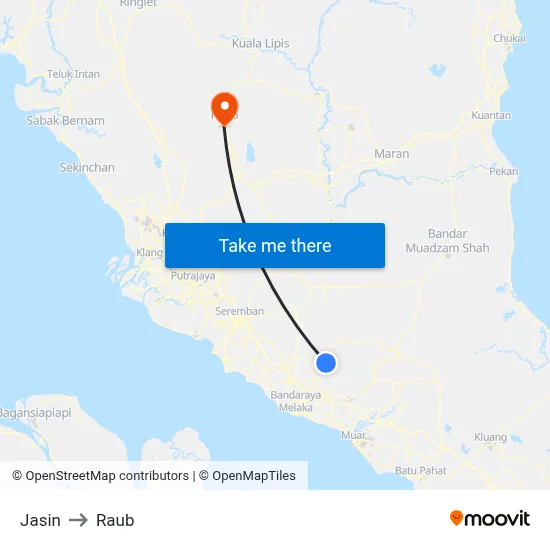 Jasin to Raub map