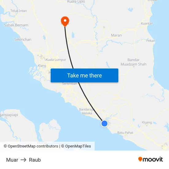 Muar to Raub map