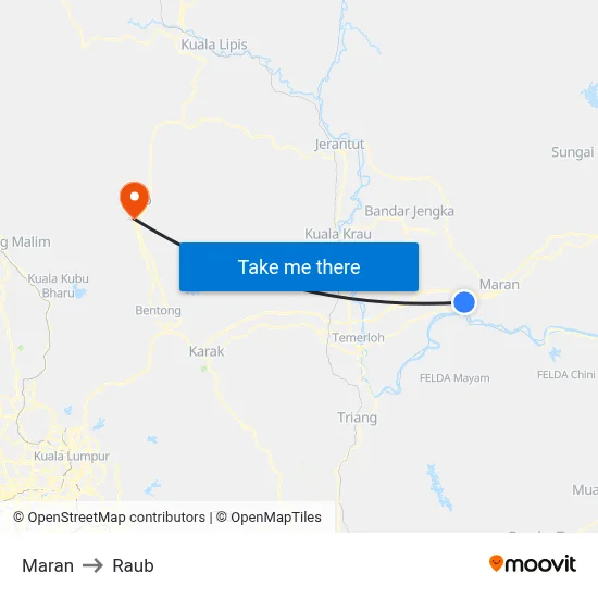 Maran to Raub map