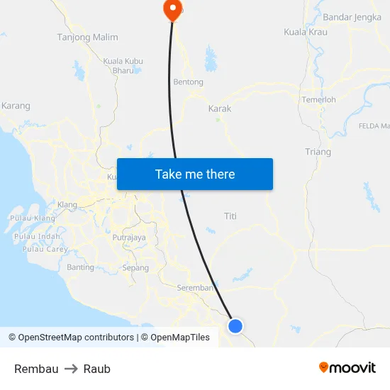 Rembau to Raub map