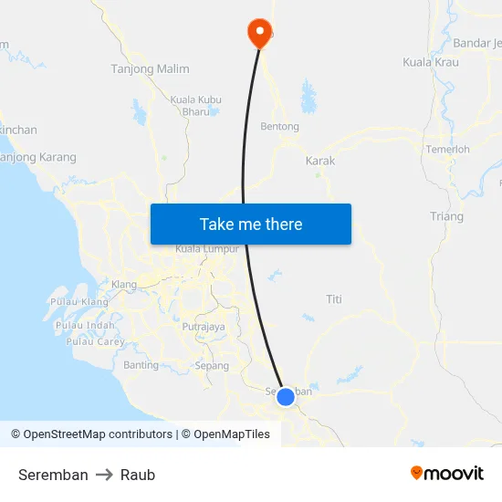 Seremban to Raub map
