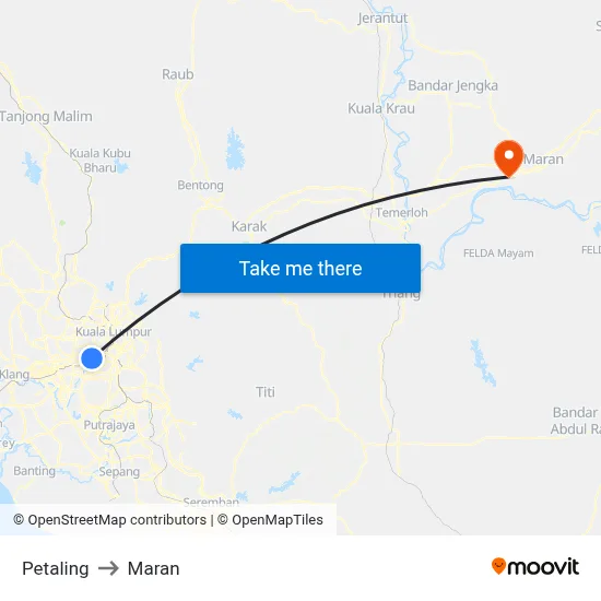 Petaling to Maran map