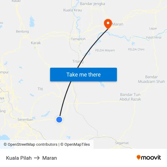 Kuala Pilah to Maran map
