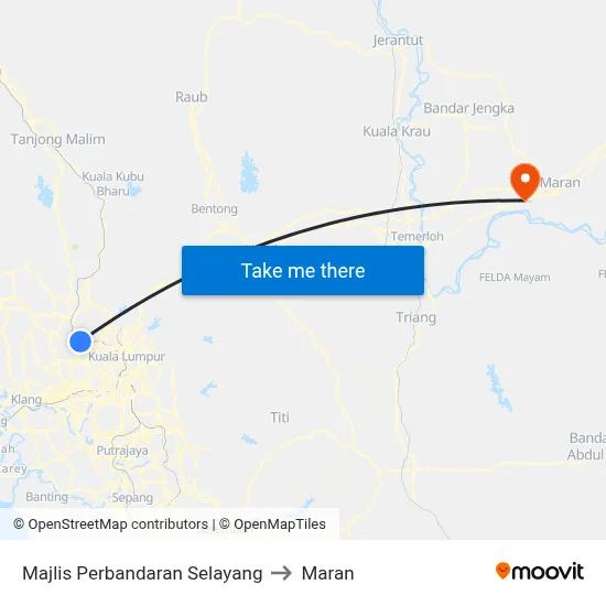 Majlis Perbandaran Selayang to Maran map
