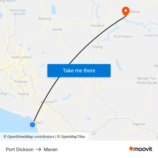 Port Dickson to Maran map