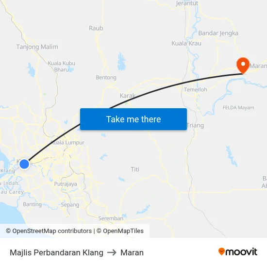 Majlis Perbandaran Klang to Maran map