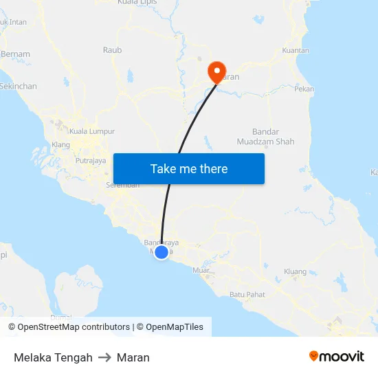 Melaka Tengah to Maran map