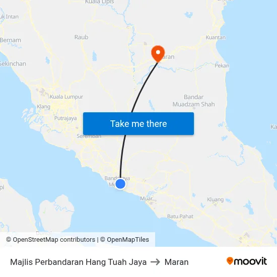 Majlis Perbandaran Hang Tuah Jaya to Maran map