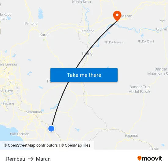 Rembau to Maran map