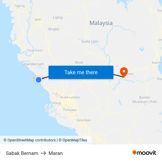 Sabak Bernam to Maran map