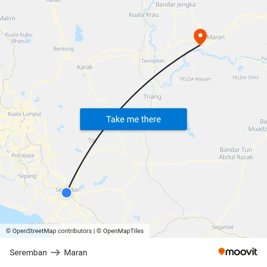 Seremban to Maran map