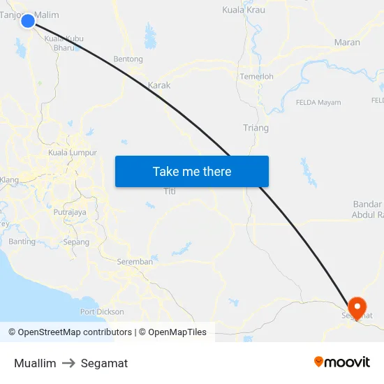 Muallim to Segamat map