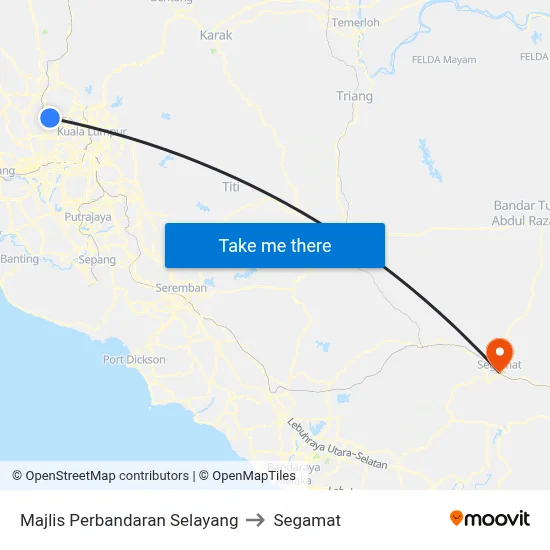 Majlis Perbandaran Selayang to Segamat map