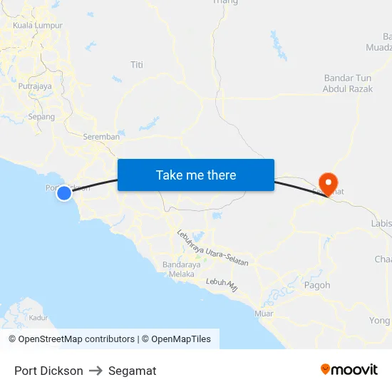 Port Dickson to Segamat map