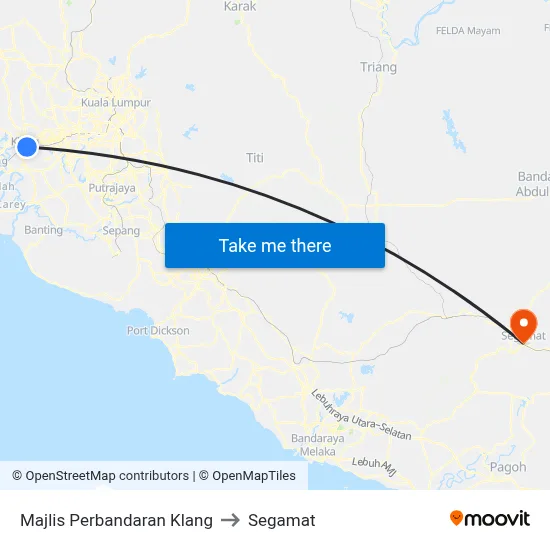 Majlis Perbandaran Klang to Segamat map