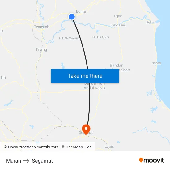 Maran to Segamat map