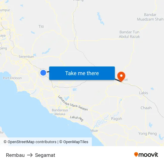 Rembau to Segamat map