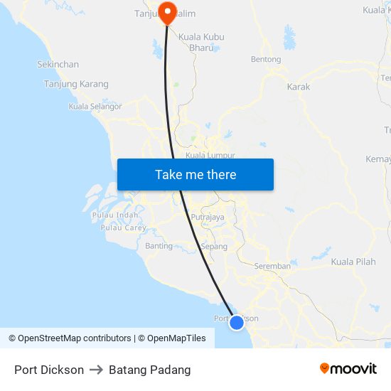 Port Dickson to Batang Padang map