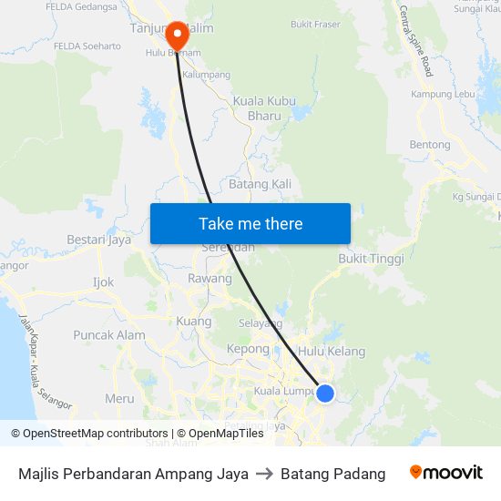 Majlis Perbandaran Ampang Jaya to Batang Padang map
