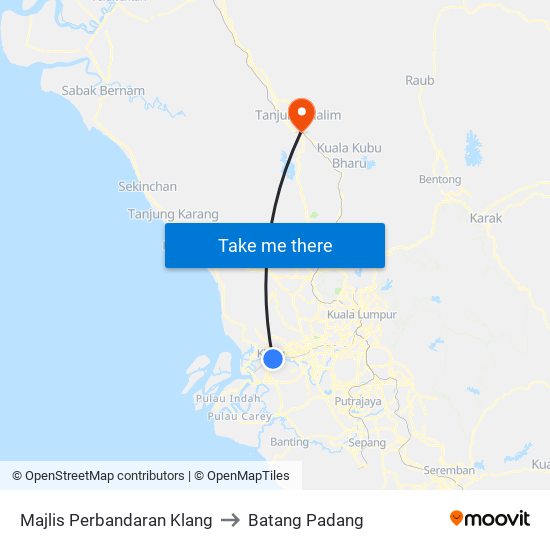 Majlis Perbandaran Klang to Batang Padang map