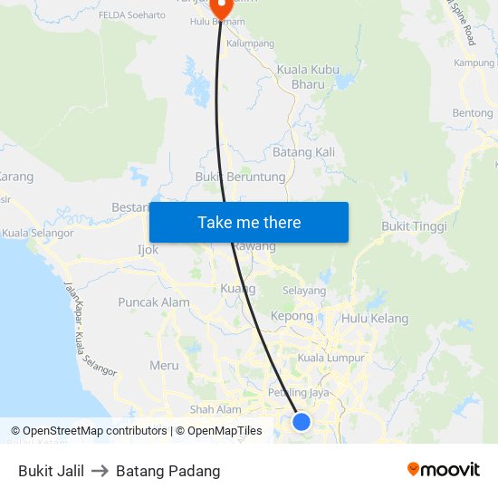 Bukit Jalil to Batang Padang map