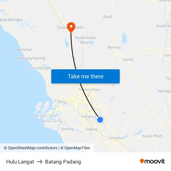 Hulu Langat to Batang Padang map