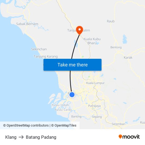 Klang to Batang Padang map
