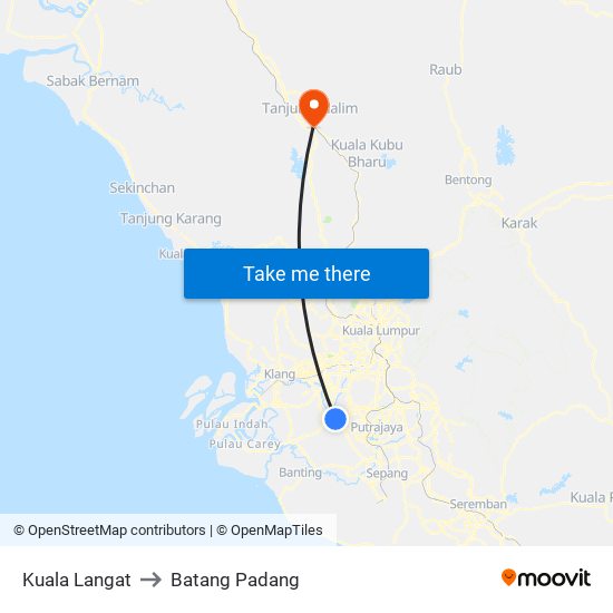Kuala Langat to Batang Padang map