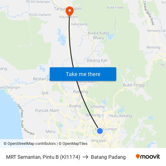 MRT Semantan, Pintu B (Kl1174) to Batang Padang map