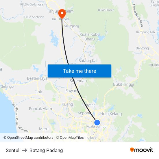 Sentul to Batang Padang map