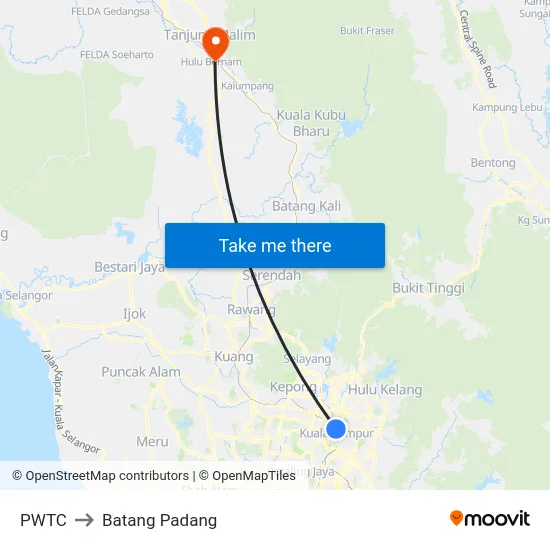 PWTC to Batang Padang map