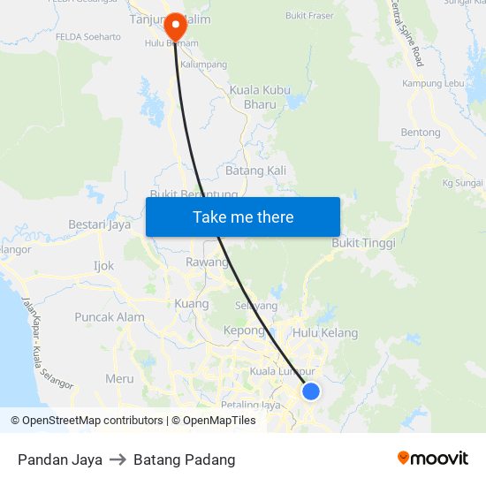 Pandan Jaya to Batang Padang map