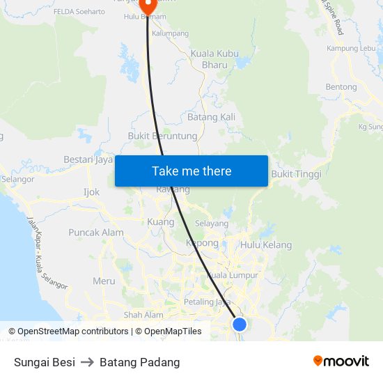 Sungai Besi to Batang Padang map
