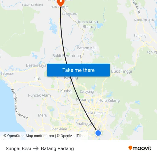 Sungai Besi to Batang Padang map